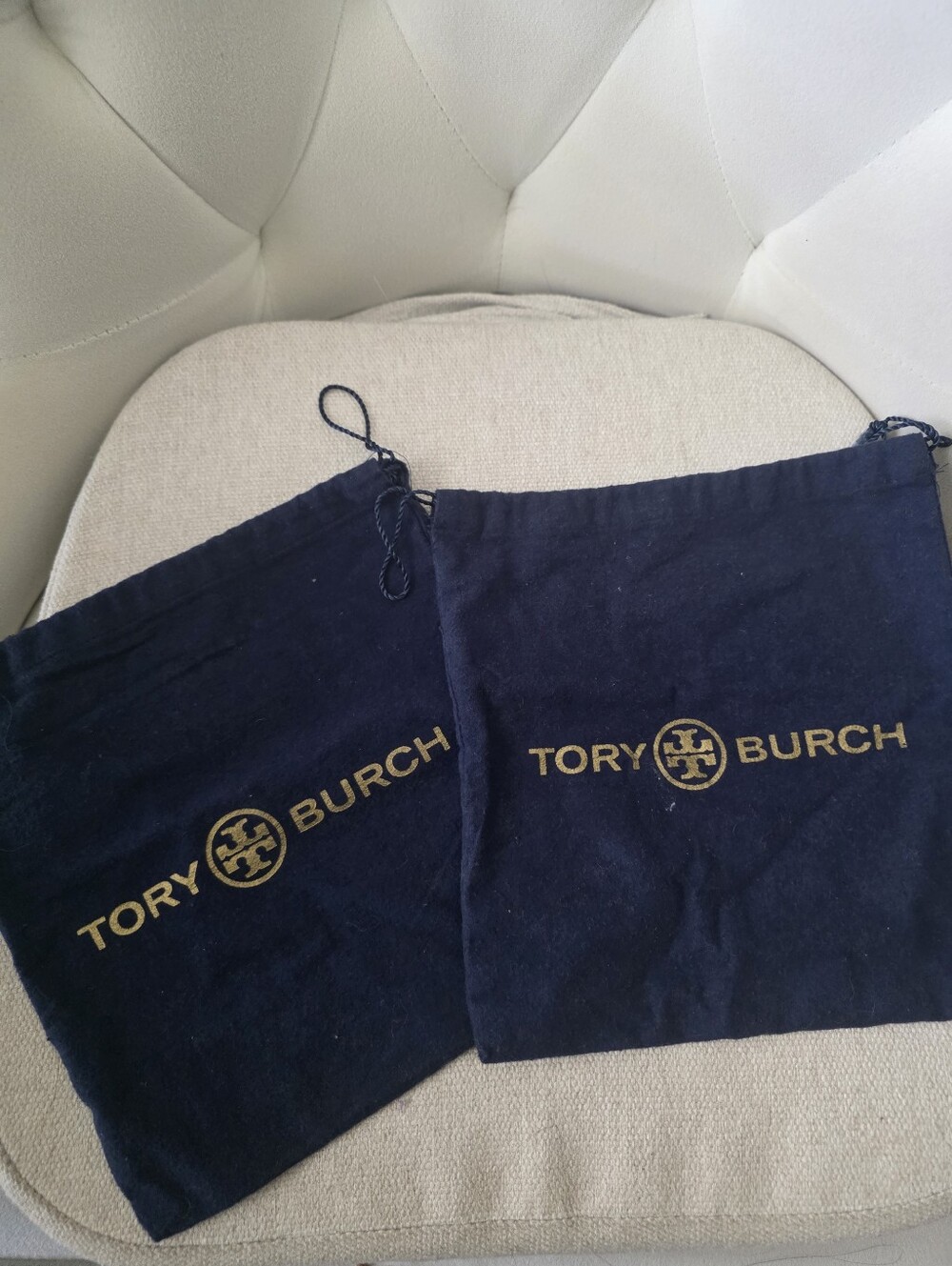 Tory Burch Navy Drawstring Mini Dust Bags - Set of 2 Navy